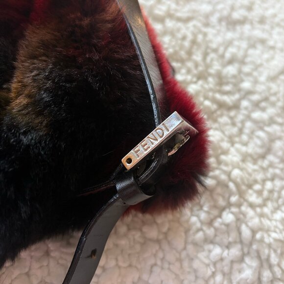 Rare FENDI 2010 Multicolor Rabbit Fur Baguette Shoulder Bag - Picture 8 of 11